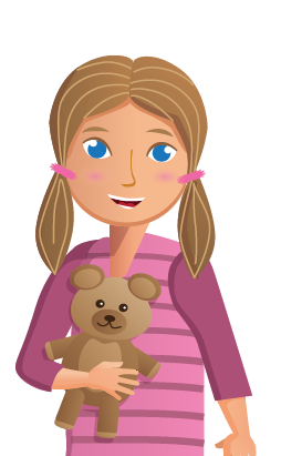 child with stuffed animal graphic
